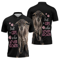 Who Loves Goat Just A Girl Christmas Trees Christmas Christmas Zipper Polo Shirt Xmas Holiday Patterns - Wonder Print Shop
