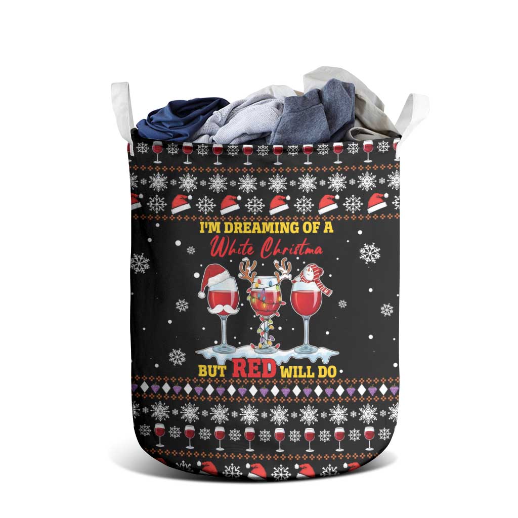 Wine Red Christmas Christmas Christmas Laundry Basket Xmas Holiday Patterns - Wonder Print Shop