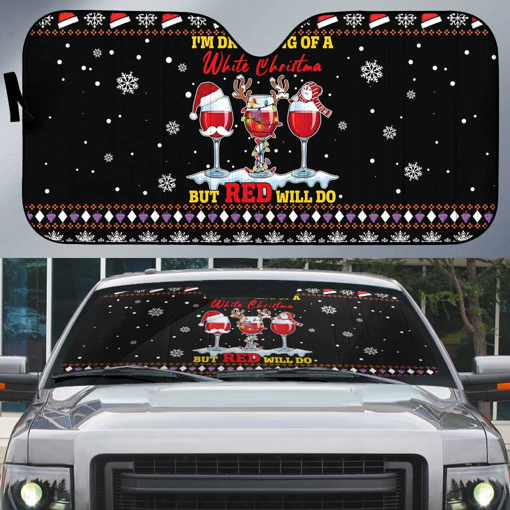 Wine Red Christmas Christmas Christmas Auto Sun Shade Xmas Holiday Patterns - Wonder Print Shop