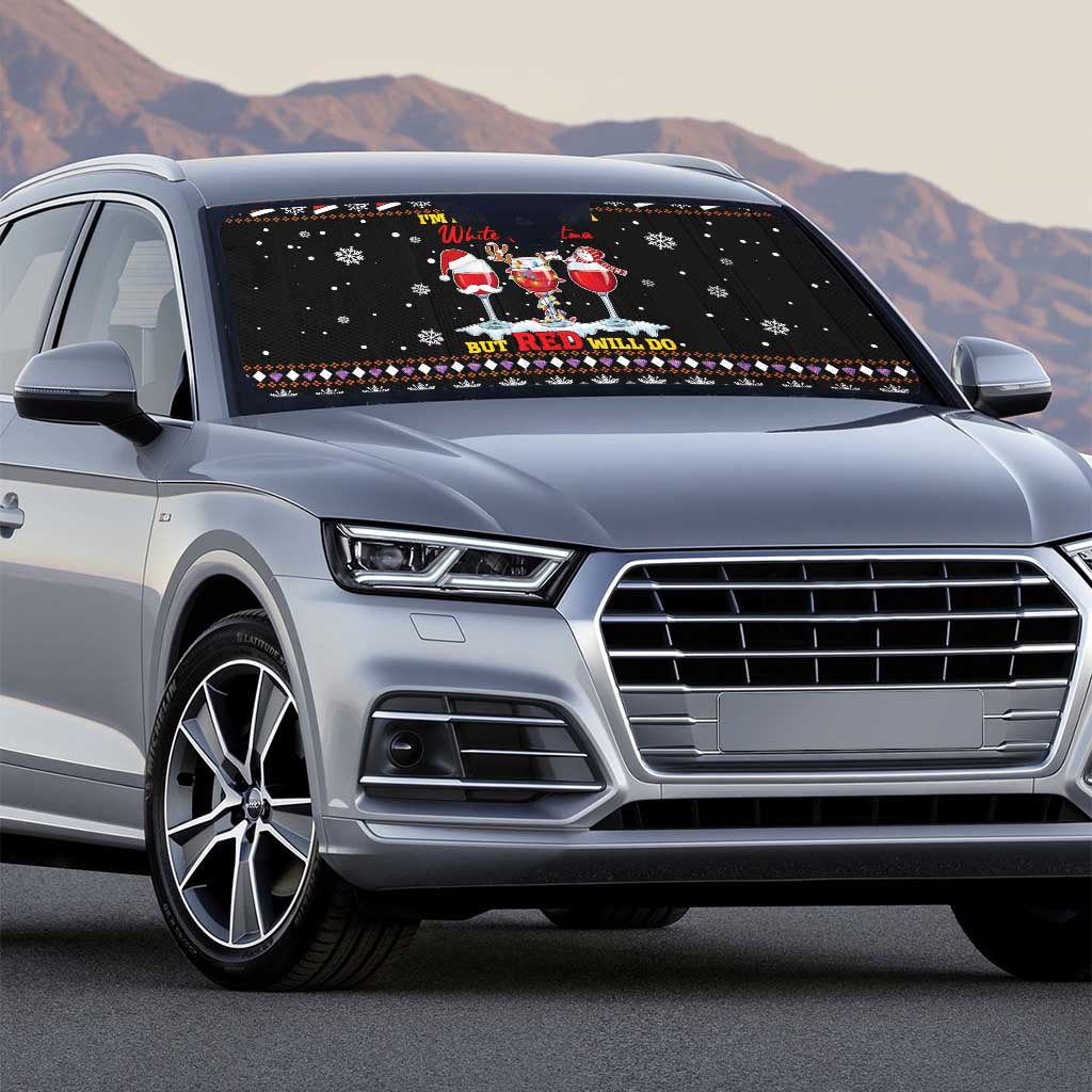 Wine Red Christmas Christmas Christmas Auto Sun Shade Xmas Holiday Patterns - Wonder Print Shop