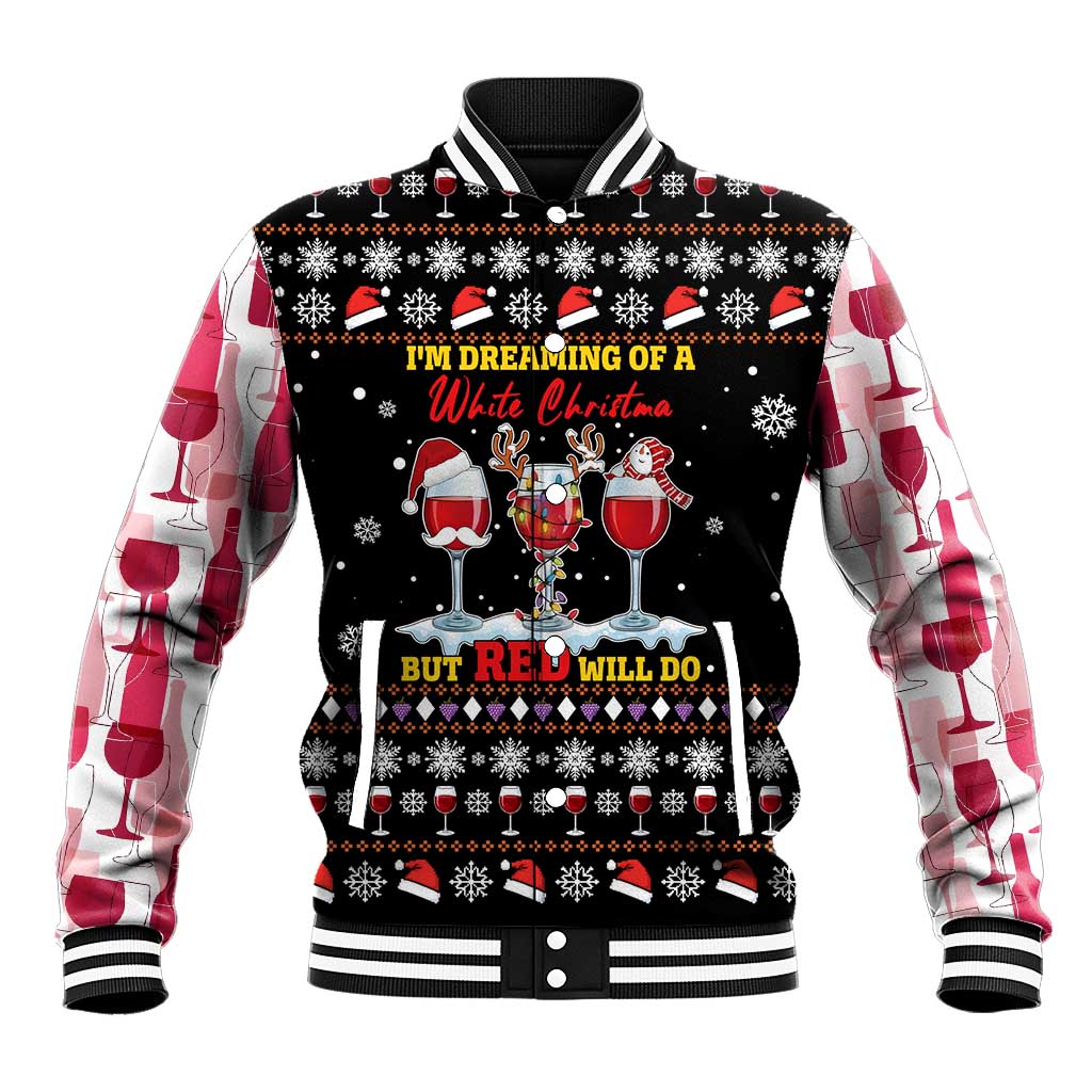 Wine Red Christmas Christmas Christmas Baseball Jacket Xmas Holiday Patterns - Wonder Print Shop