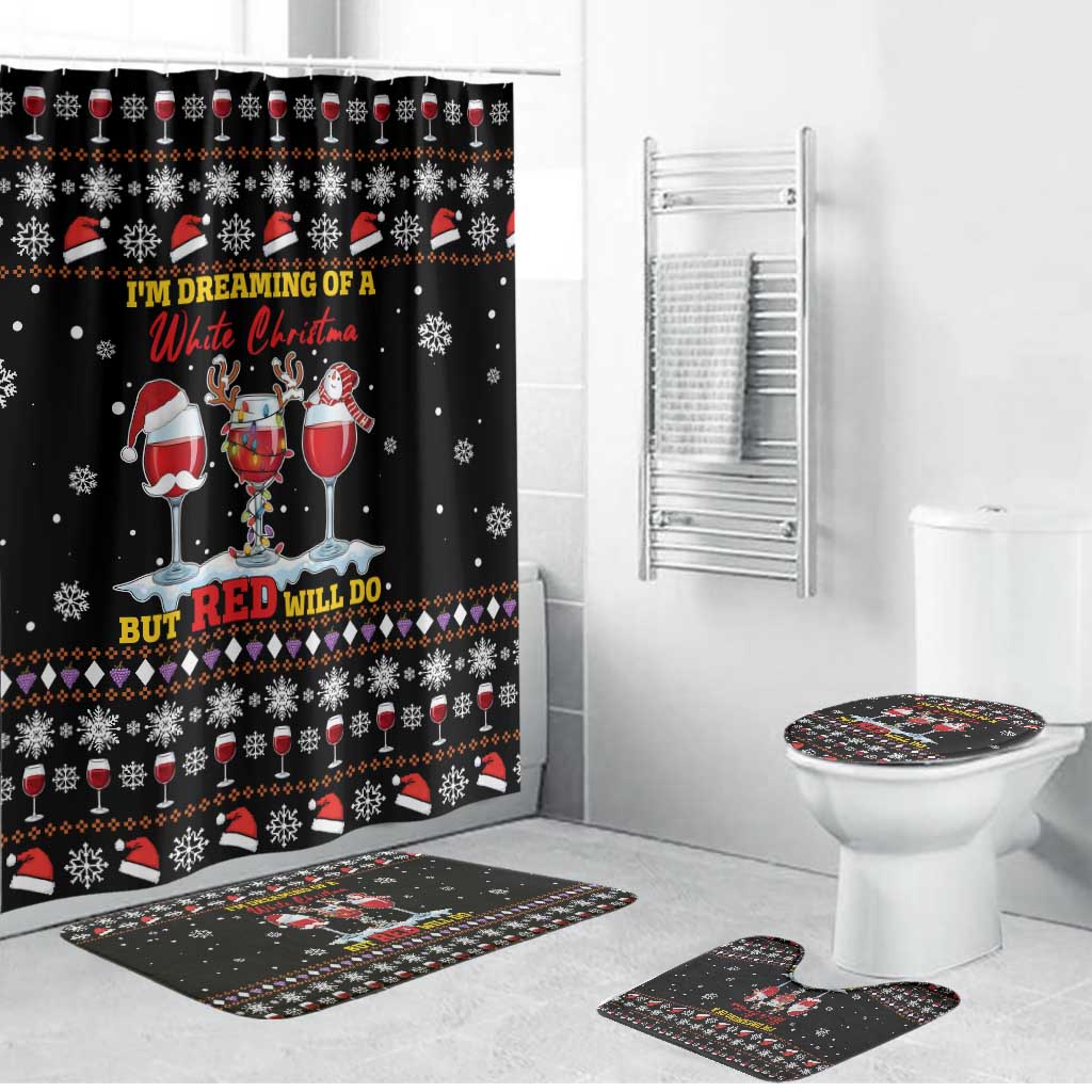 Wine Red Christmas Christmas Christmas Bathroom Set Xmas Holiday Patterns - Wonder Print Shop