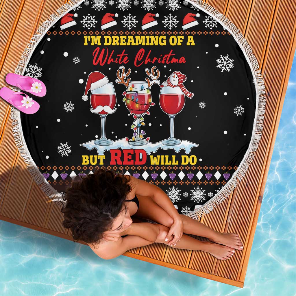 Wine Red Christmas Christmas Christmas Beach Blanket Xmas Holiday Patterns - Wonder Print Shop