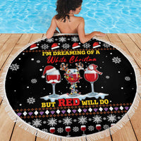 Wine Red Christmas Christmas Christmas Beach Blanket Xmas Holiday Patterns - Wonder Print Shop
