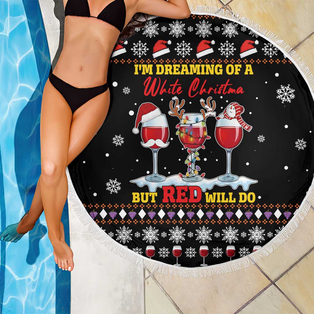 Wine Red Christmas Christmas Christmas Beach Blanket Xmas Holiday Patterns - Wonder Print Shop