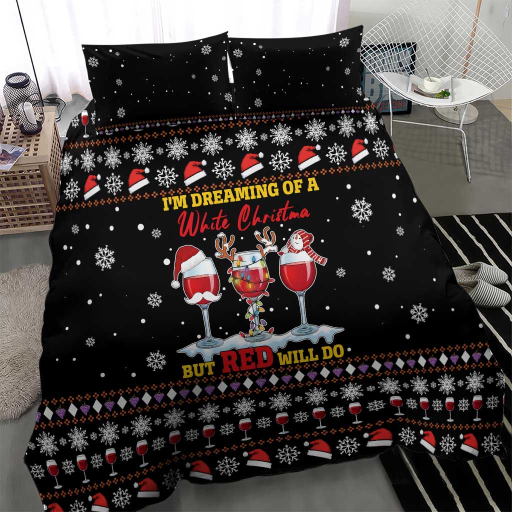 Wine Red Christmas Christmas Christmas Bedding Set Xmas Holiday Patterns - Wonder Print Shop