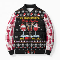 Wine Red Christmas Christmas Christmas Bomber Puffer Jacket Xmas Holiday Patterns - Wonder Print Shop