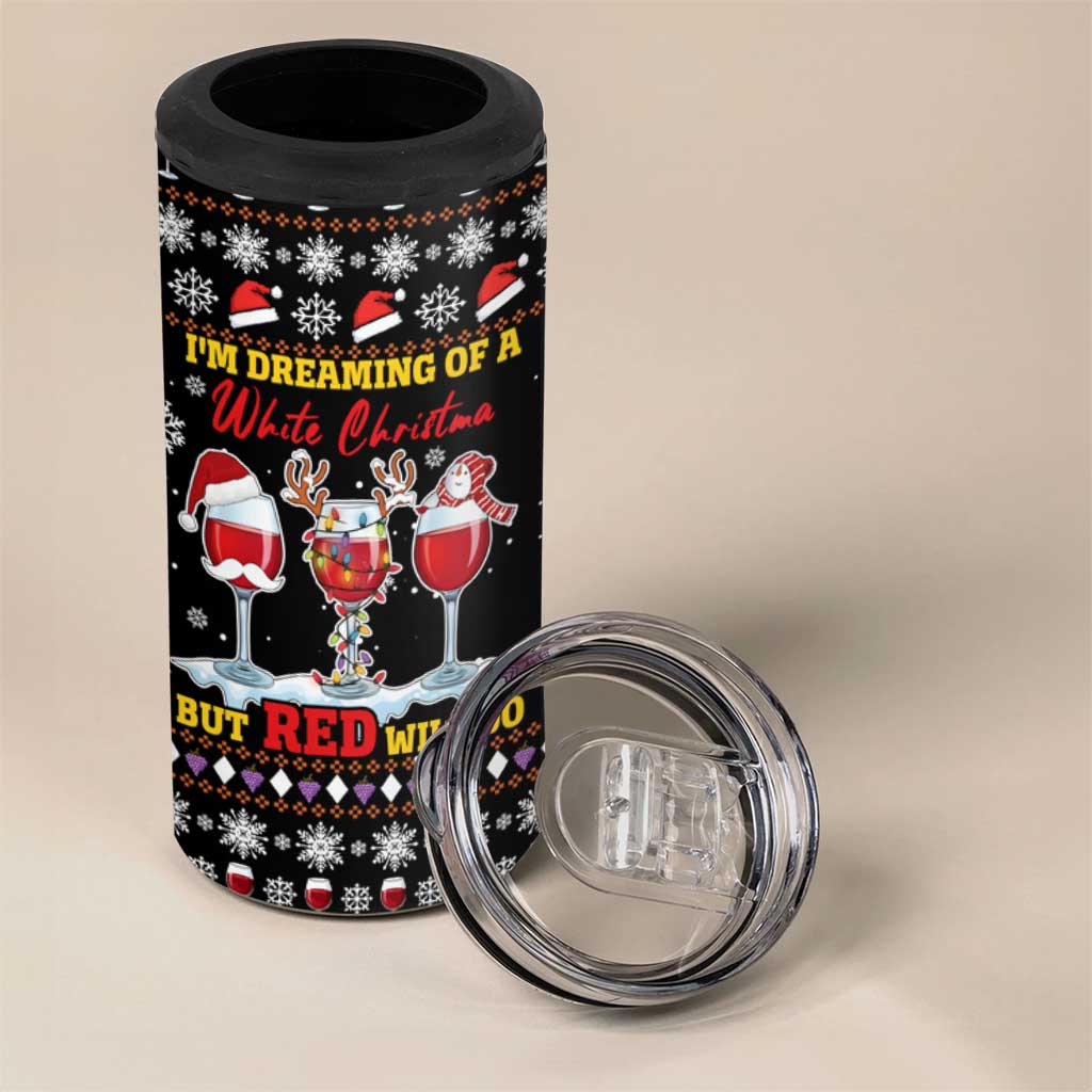 Wine Red Christmas Christmas Christmas 4 in 1 Can Cooler Tumbler Xmas Holiday Patterns - Wonder Print Shop