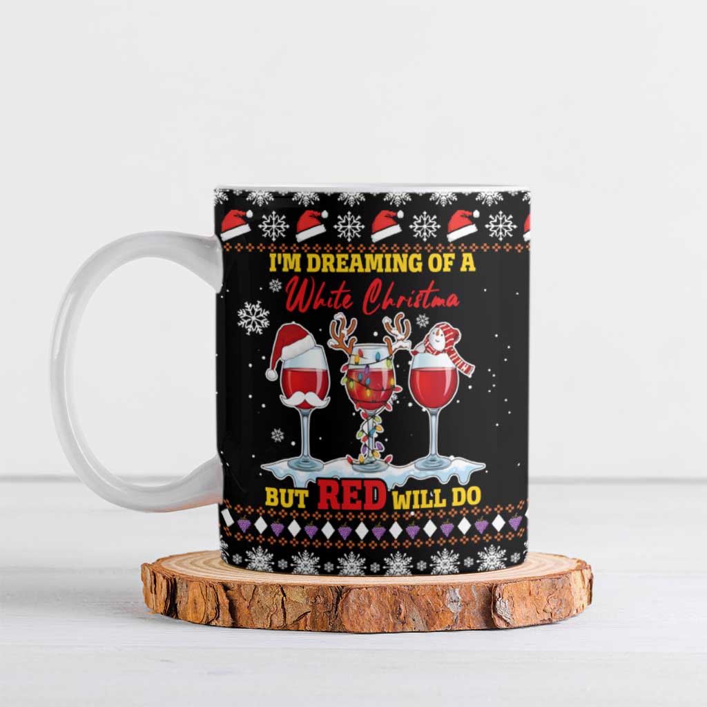 Wine Red Christmas Christmas Christmas Ceramic Mug Xmas Holiday Patterns - Wonder Print Shop
