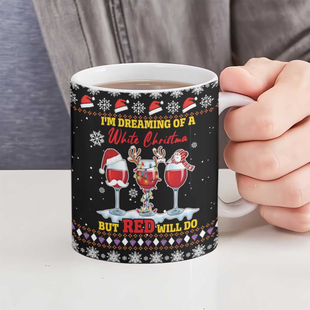Wine Red Christmas Christmas Christmas Ceramic Mug Xmas Holiday Patterns - Wonder Print Shop