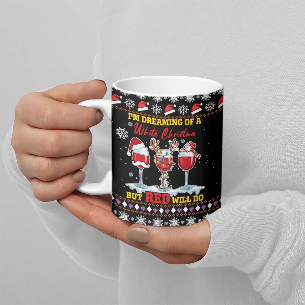 Wine Red Christmas Christmas Christmas Ceramic Mug Xmas Holiday Patterns - Wonder Print Shop