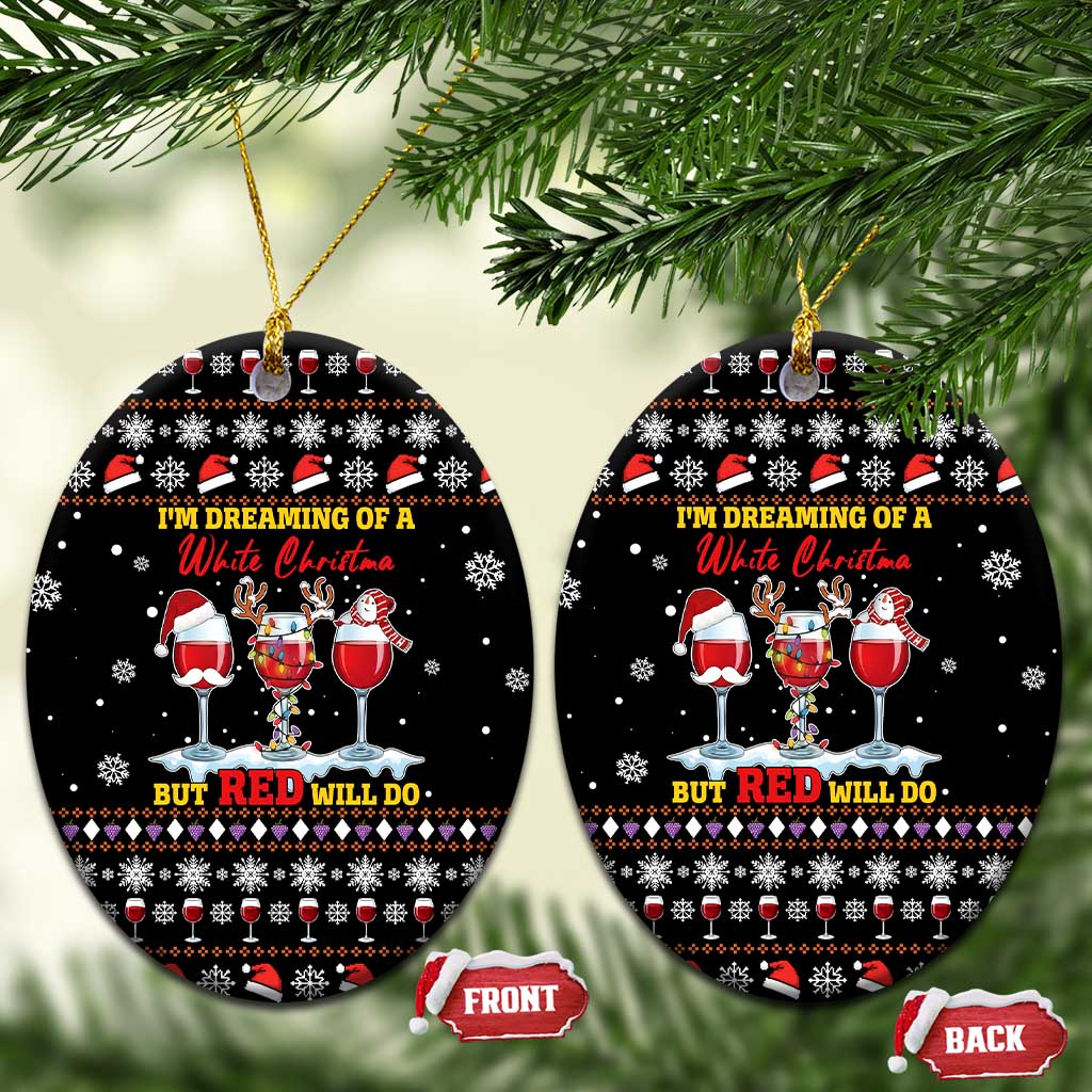 Wine Red Christmas Christmas Ceramic Ornament Xmas Holiday Patterns - Wonder Print Shop
