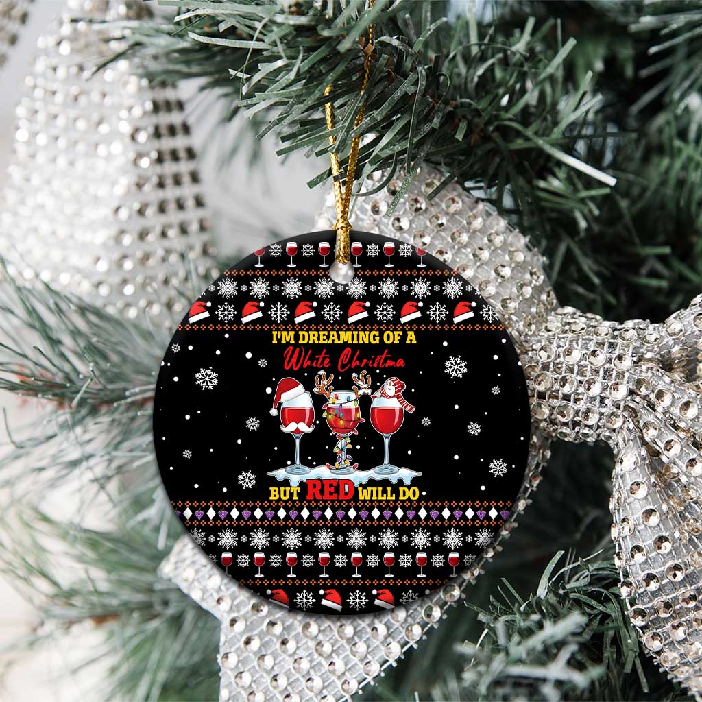 Wine Red Christmas Christmas Ceramic Ornament Xmas Holiday Patterns - Wonder Print Shop