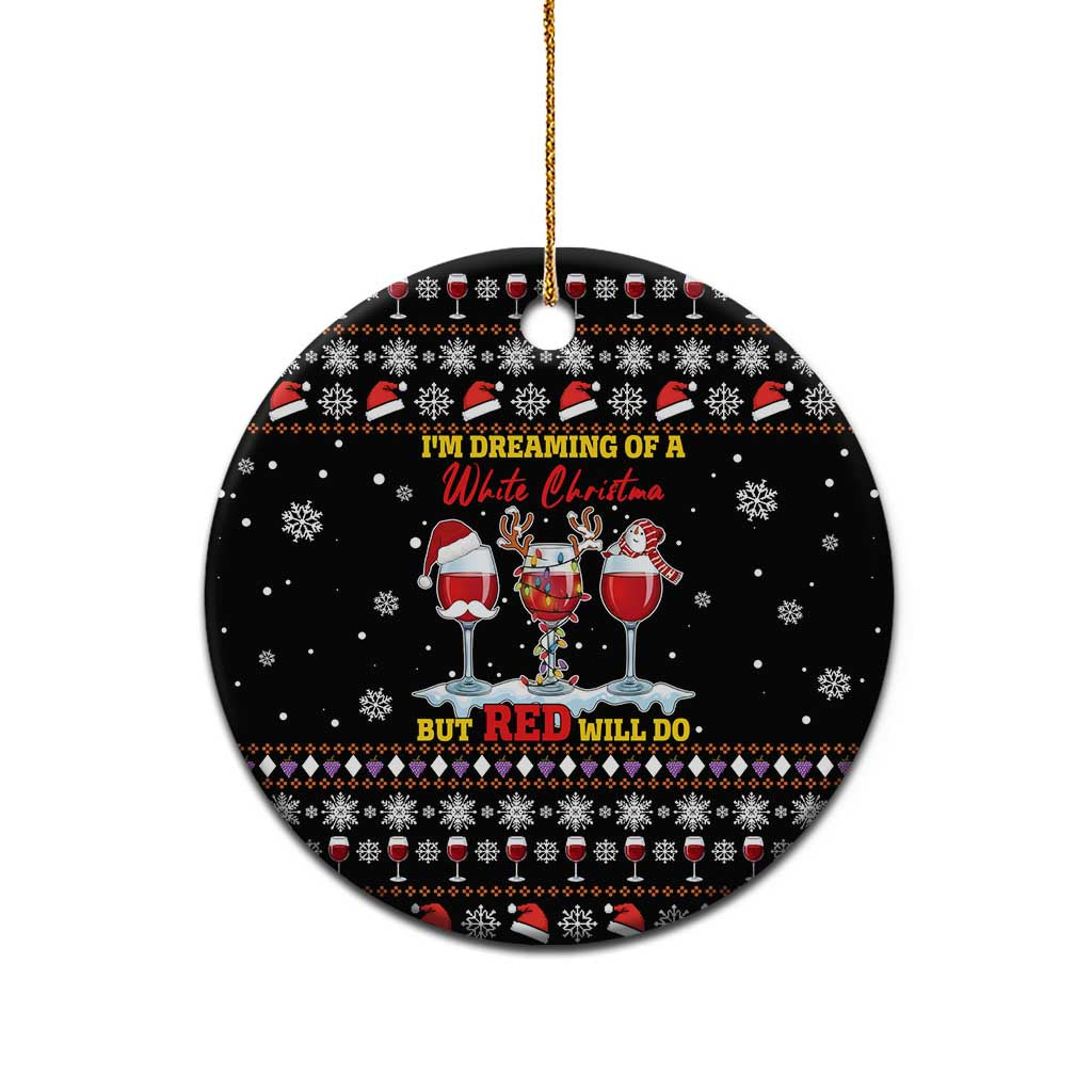 Wine Red Christmas Christmas Ceramic Ornament Xmas Holiday Patterns - Wonder Print Shop