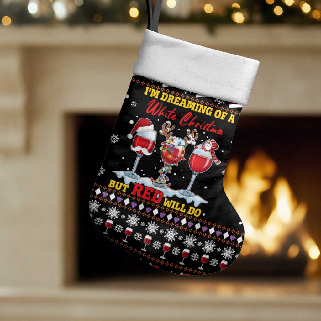 Wine Red Christmas Christmas Stocking Xmas Holiday Patterns - Wonder Print Shop