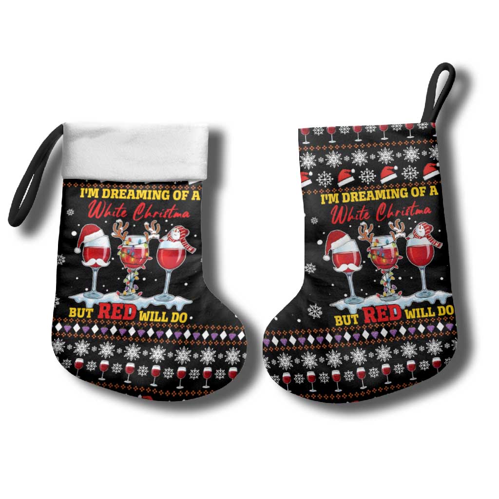 Wine Red Christmas Christmas Stocking Xmas Holiday Patterns - Wonder Print Shop