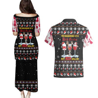 Wine Red Christmas Christmas Christmas Couples Matching Puletasi and Hawaiian Shirt Xmas Holiday Patterns - Wonder Print Shop
