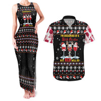 Wine Red Christmas Christmas Christmas Couples Matching Tank Maxi Dress and Hawaiian Shirt Xmas Holiday Patterns - Wonder Print Shop