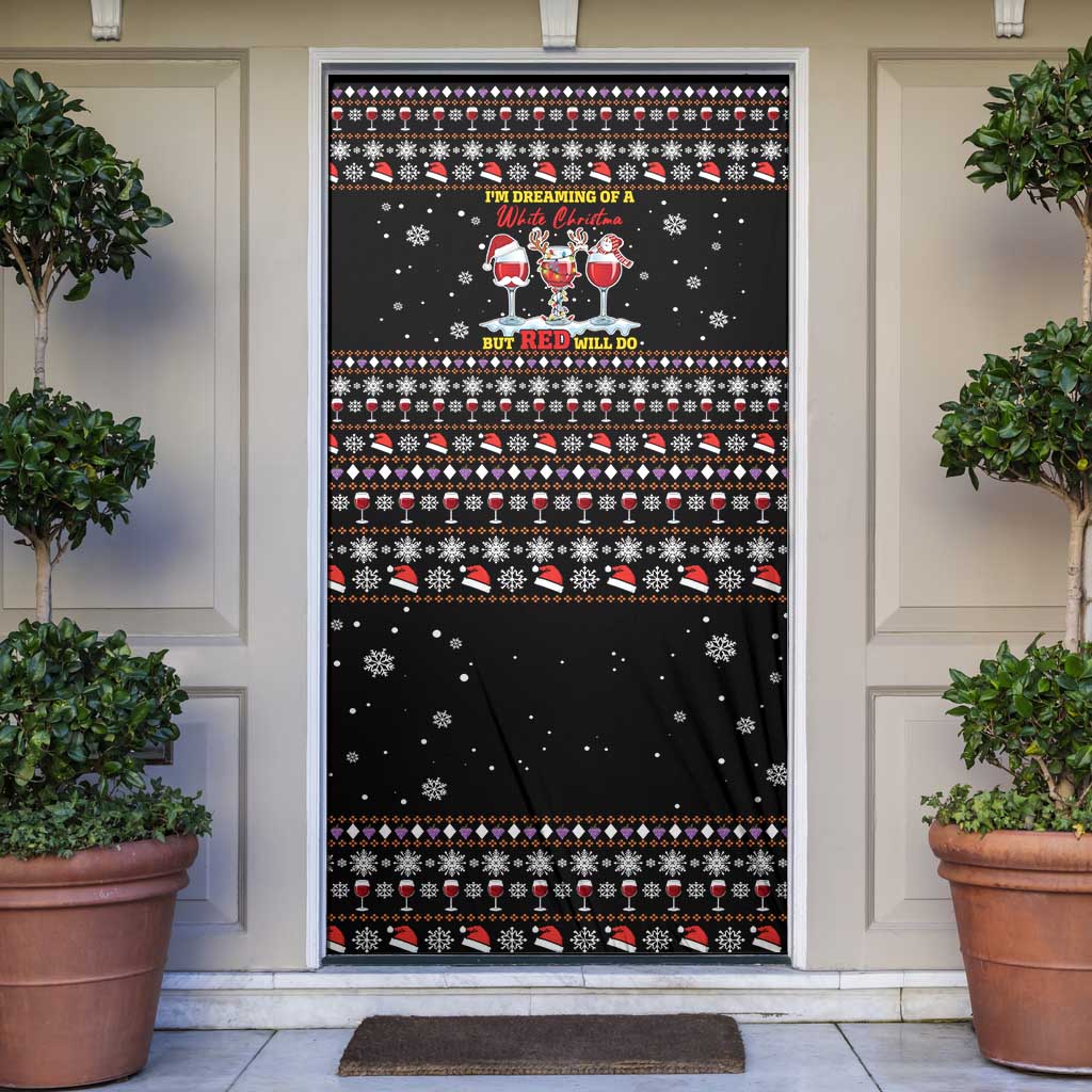 Wine Red Christmas Christmas Christmas Door Cover Xmas Holiday Patterns - Wonder Print Shop