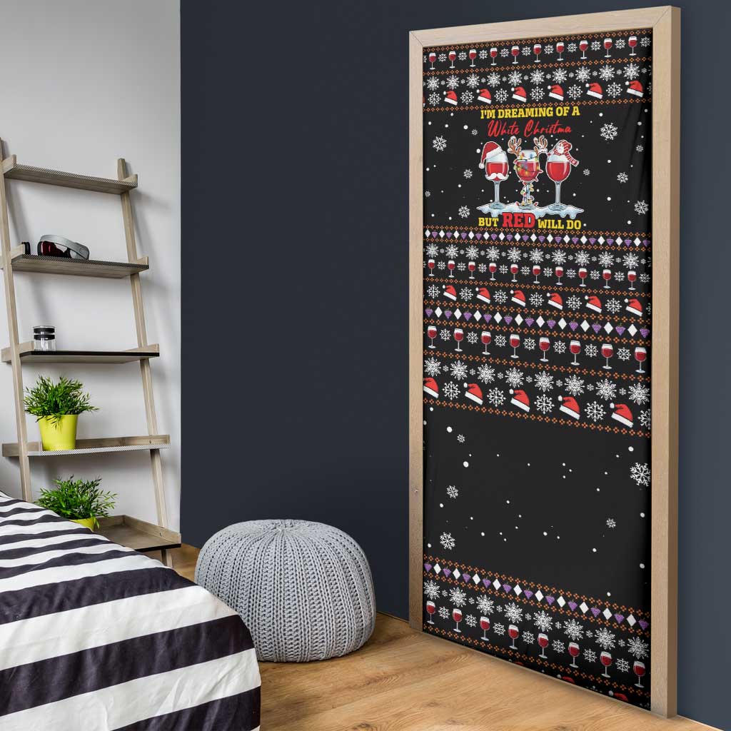 Wine Red Christmas Christmas Christmas Door Cover Xmas Holiday Patterns - Wonder Print Shop