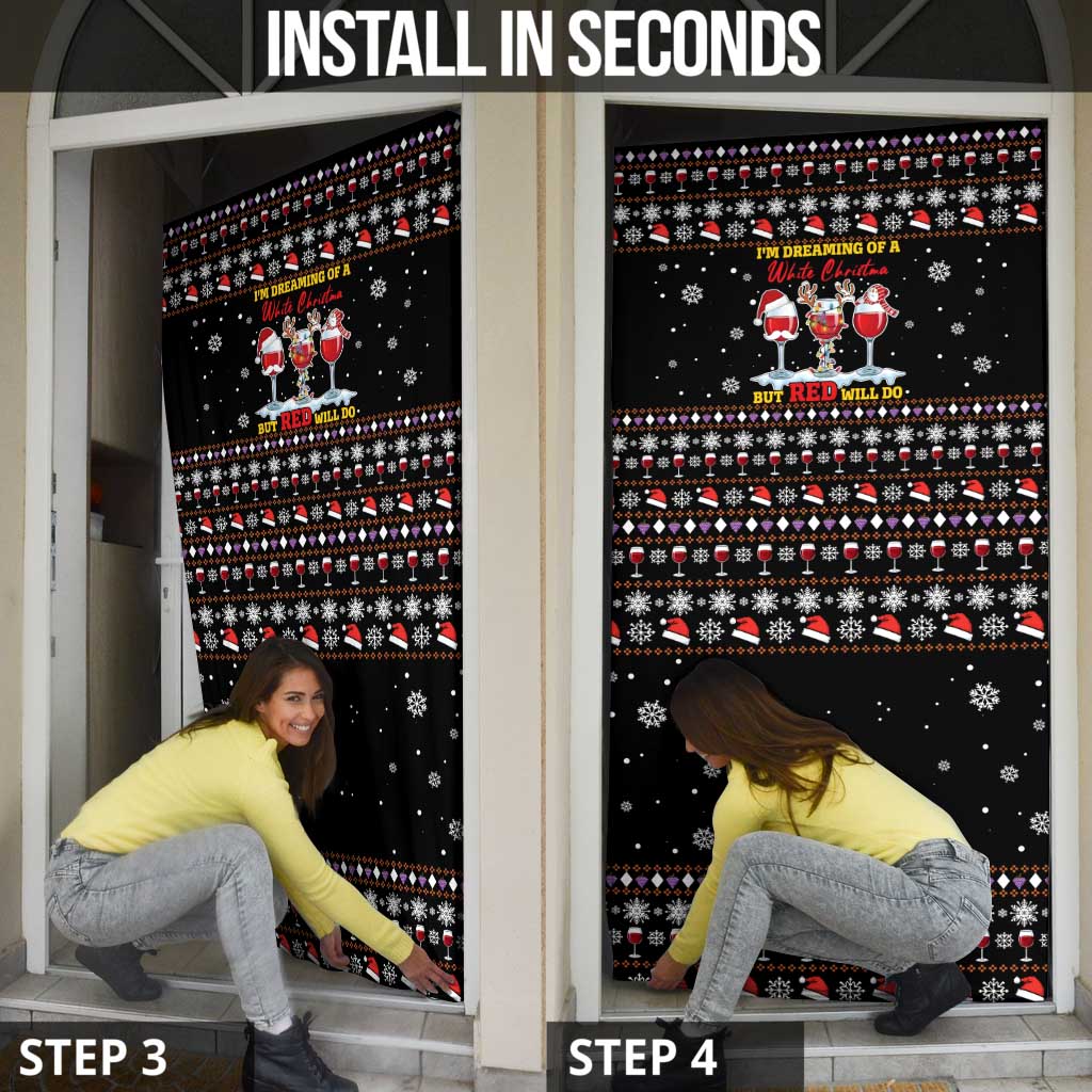 Wine Red Christmas Christmas Christmas Door Cover Xmas Holiday Patterns - Wonder Print Shop