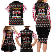 Wine Red Christmas Christmas Christmas Family Matching Long Sleeve Bodycon Dress and Hawaiian Shirt Xmas Holiday Patterns - Wonder Print Shop