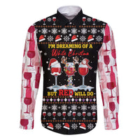 Wine Red Christmas Christmas Christmas Family Matching Long Sleeve Bodycon Dress and Hawaiian Shirt Xmas Holiday Patterns - Wonder Print Shop