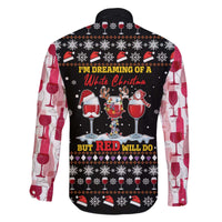 Wine Red Christmas Christmas Christmas Family Matching Off The Shoulder Long Sleeve Dress and Hawaiian Shirt Xmas Holiday Patterns - Wonder Print Shop