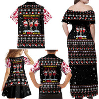 Wine Red Christmas Christmas Christmas Family Matching Off Shoulder Maxi Dress and Hawaiian Shirt Xmas Holiday Patterns - Wonder Print Shop