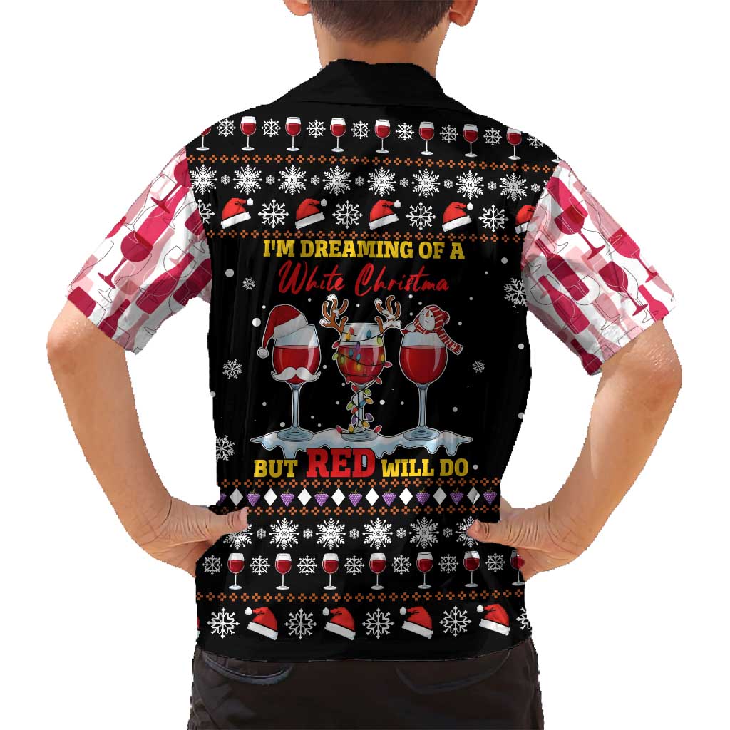 Wine Red Christmas Christmas Christmas Family Matching Off Shoulder Short Dress and Hawaiian Shirt Xmas Holiday Patterns - Wonder Print Shop