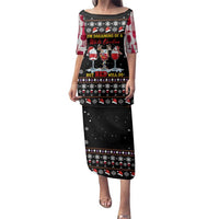 Wine Red Christmas Christmas Christmas Family Matching Puletasi and Hawaiian Shirt Xmas Holiday Patterns - Wonder Print Shop