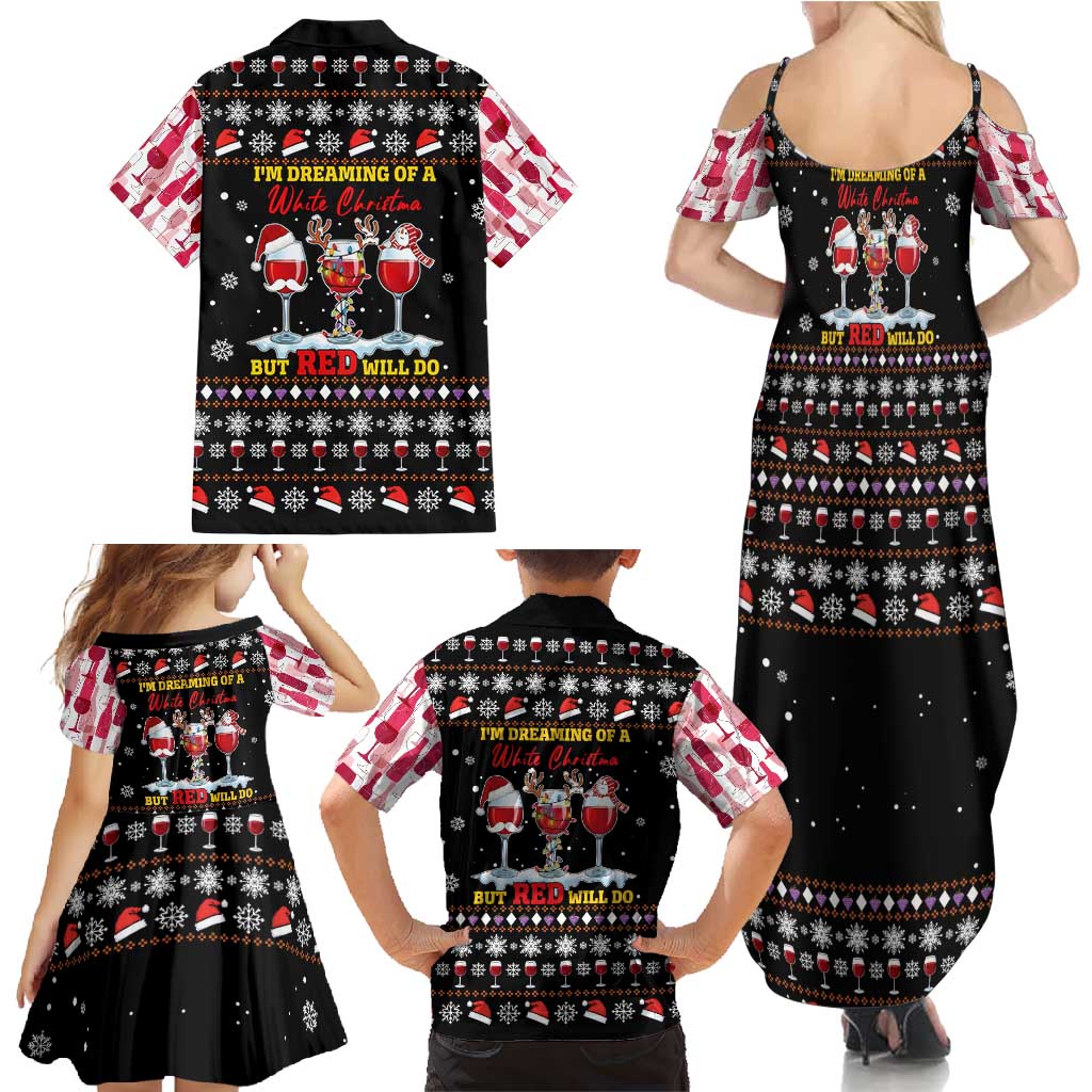 Wine Red Christmas Christmas Christmas Family Matching Summer Maxi Dress and Hawaiian Shirt Xmas Holiday Patterns - Wonder Print Shop