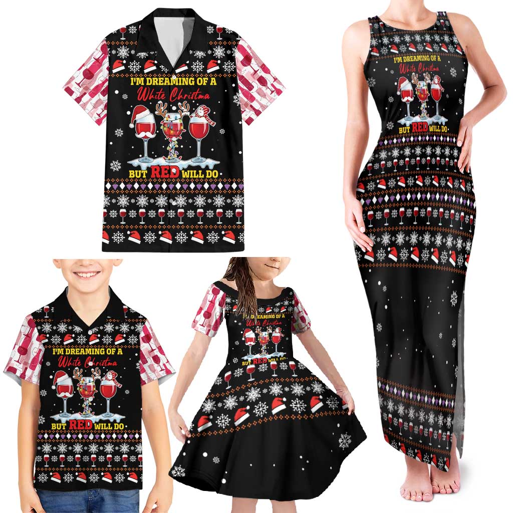 Wine Red Christmas Christmas Christmas Family Matching Tank Maxi Dress and Hawaiian Shirt Xmas Holiday Patterns - Wonder Print Shop