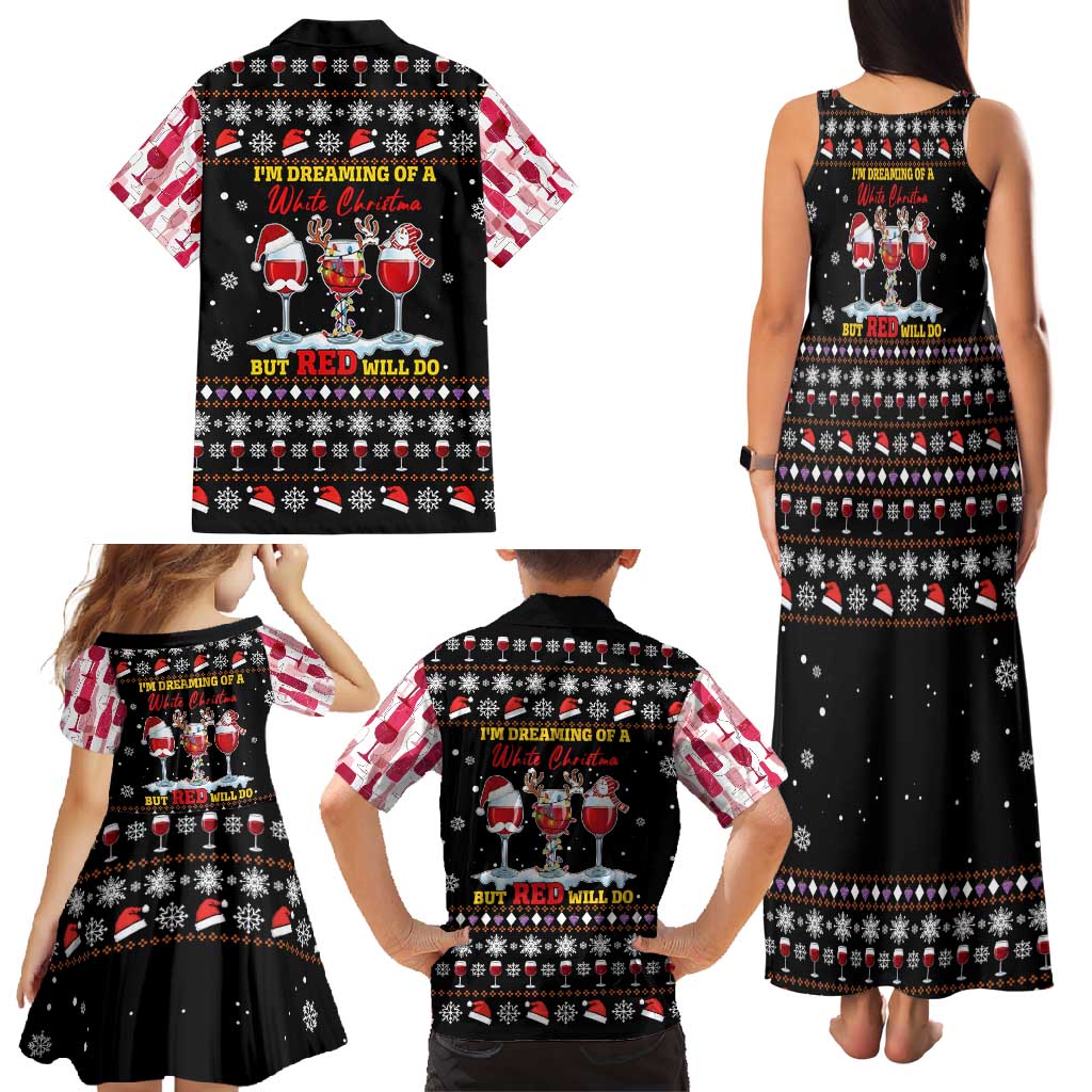 Wine Red Christmas Christmas Christmas Family Matching Tank Maxi Dress and Hawaiian Shirt Xmas Holiday Patterns - Wonder Print Shop