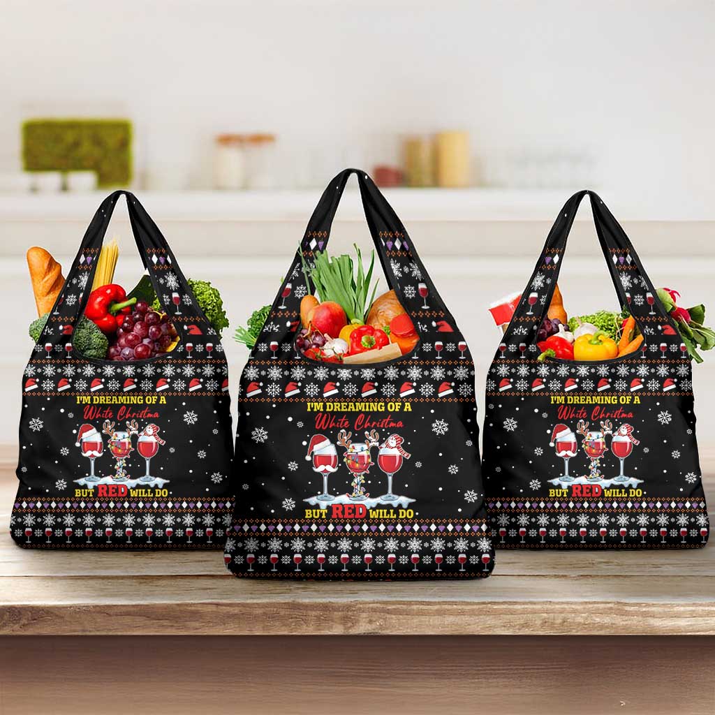 Wine Red Christmas Christmas Christmas Grocery Bag Xmas Holiday Patterns - Wonder Print Shop