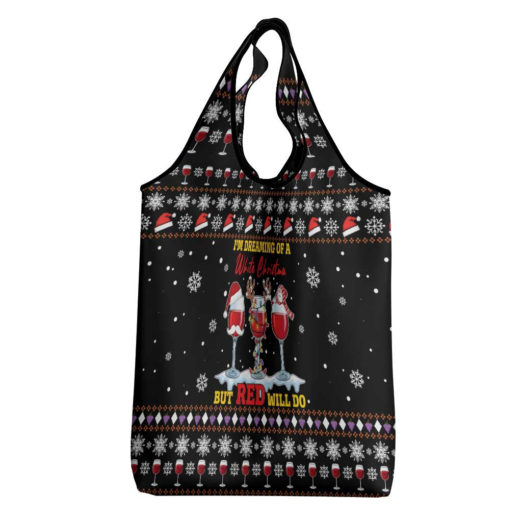 Wine Red Christmas Christmas Christmas Grocery Bag Xmas Holiday Patterns - Wonder Print Shop