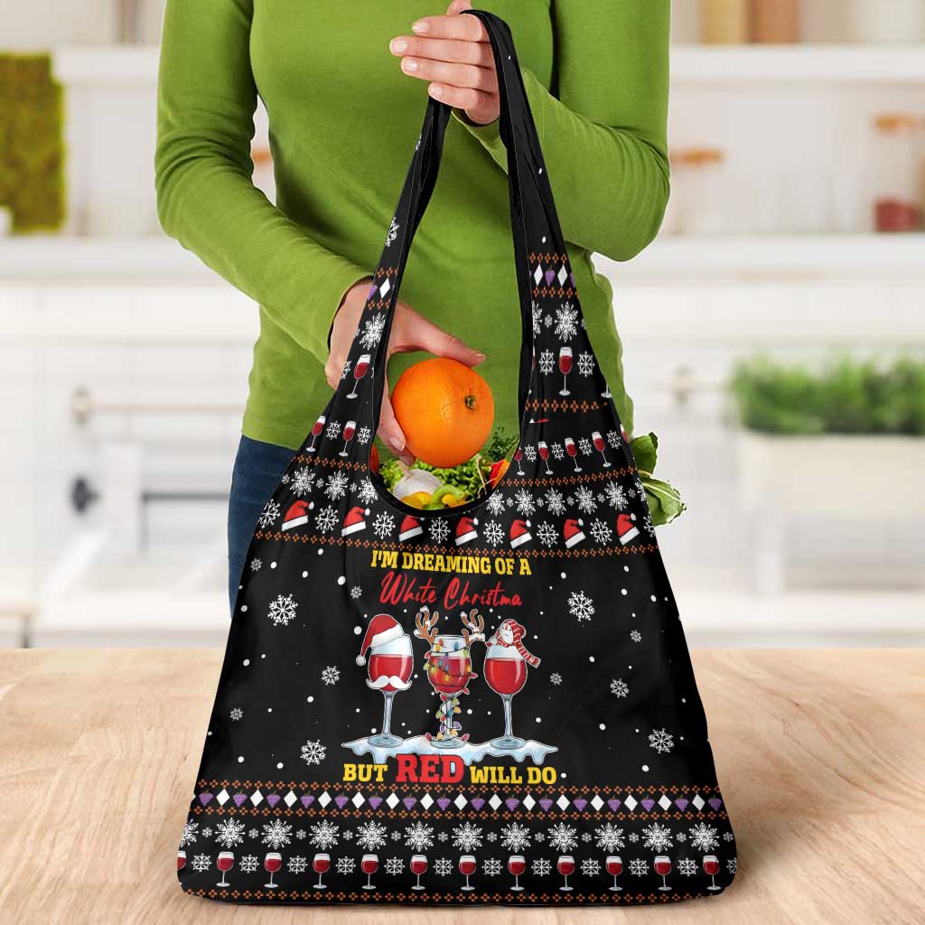 Wine Red Christmas Christmas Christmas Grocery Bag Xmas Holiday Patterns - Wonder Print Shop