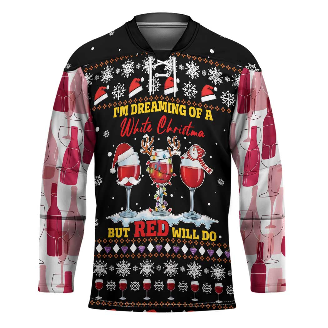Wine Red Christmas Christmas Christmas Hockey Jersey Xmas Holiday Patterns - Wonder Print Shop