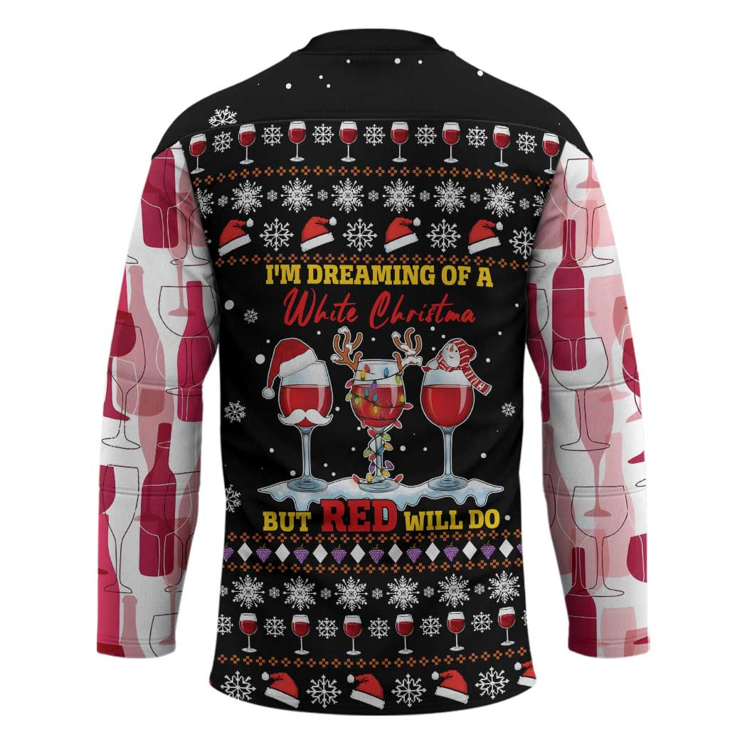 Wine Red Christmas Christmas Christmas Hockey Jersey Xmas Holiday Patterns - Wonder Print Shop