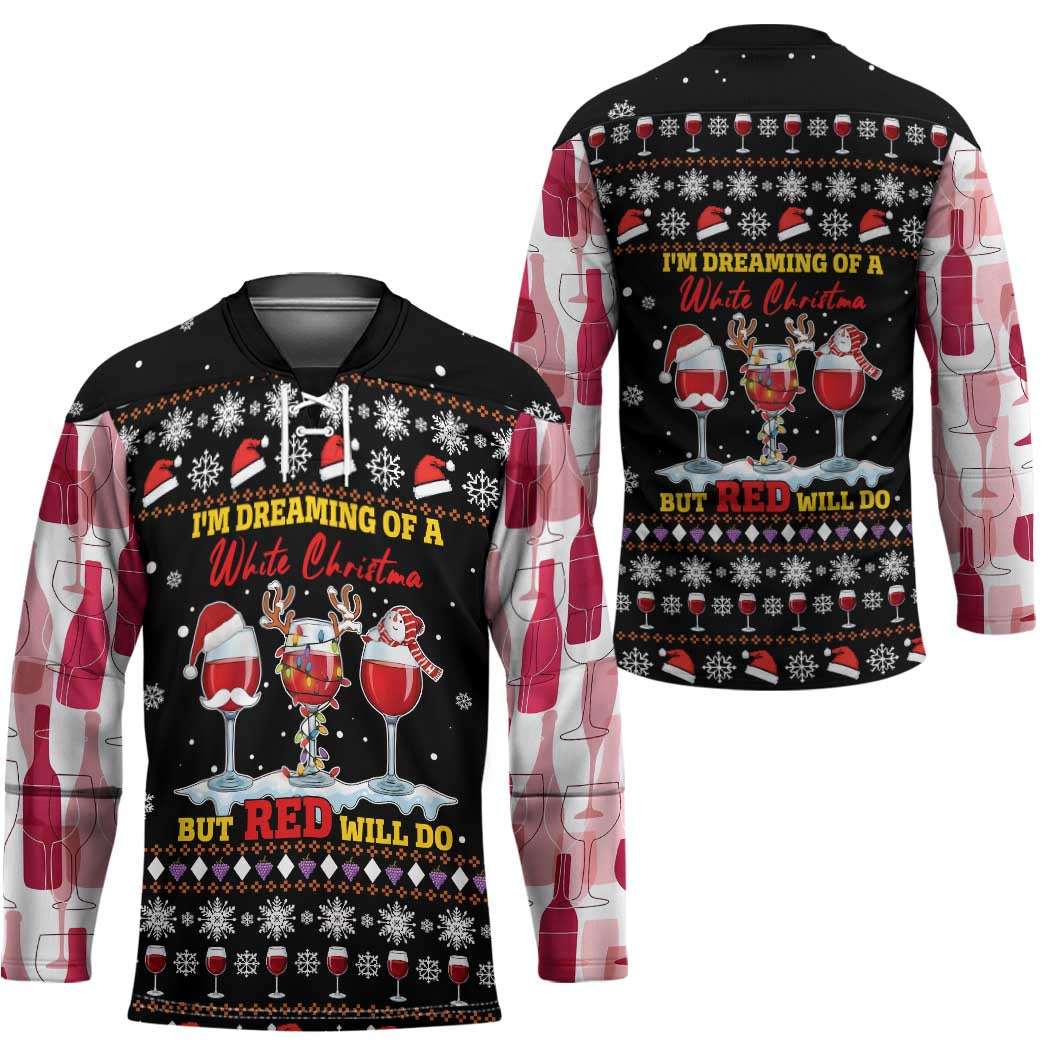 Wine Red Christmas Christmas Christmas Hockey Jersey Xmas Holiday Patterns - Wonder Print Shop