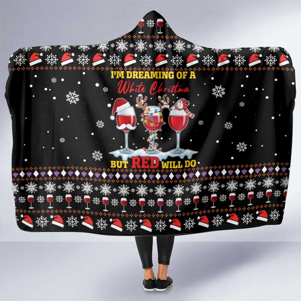 Wine Red Christmas Christmas Christmas Hooded Blanket Xmas Holiday Patterns - Wonder Print Shop