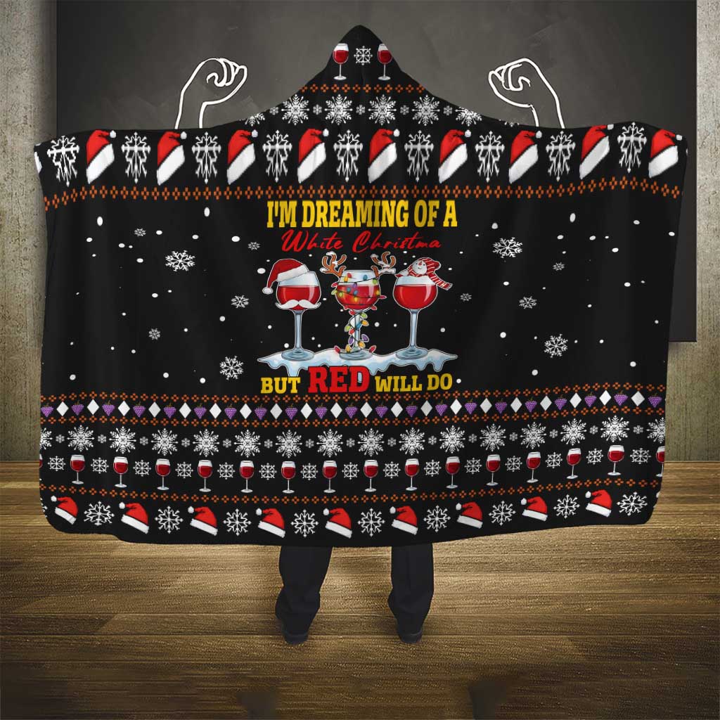 Wine Red Christmas Christmas Christmas Hooded Blanket Xmas Holiday Patterns - Wonder Print Shop