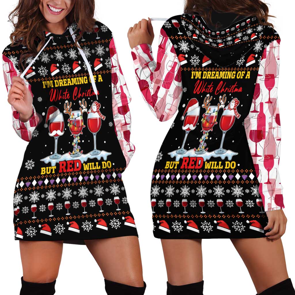 Wine Red Christmas Christmas Christmas Hoodie Dress Xmas Holiday Patterns - Wonder Print Shop