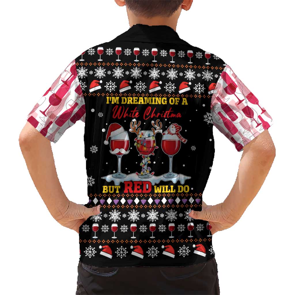Wine Red Christmas Christmas Christmas Kid Hawaiian Shirt Xmas Holiday Patterns - Wonder Print Shop