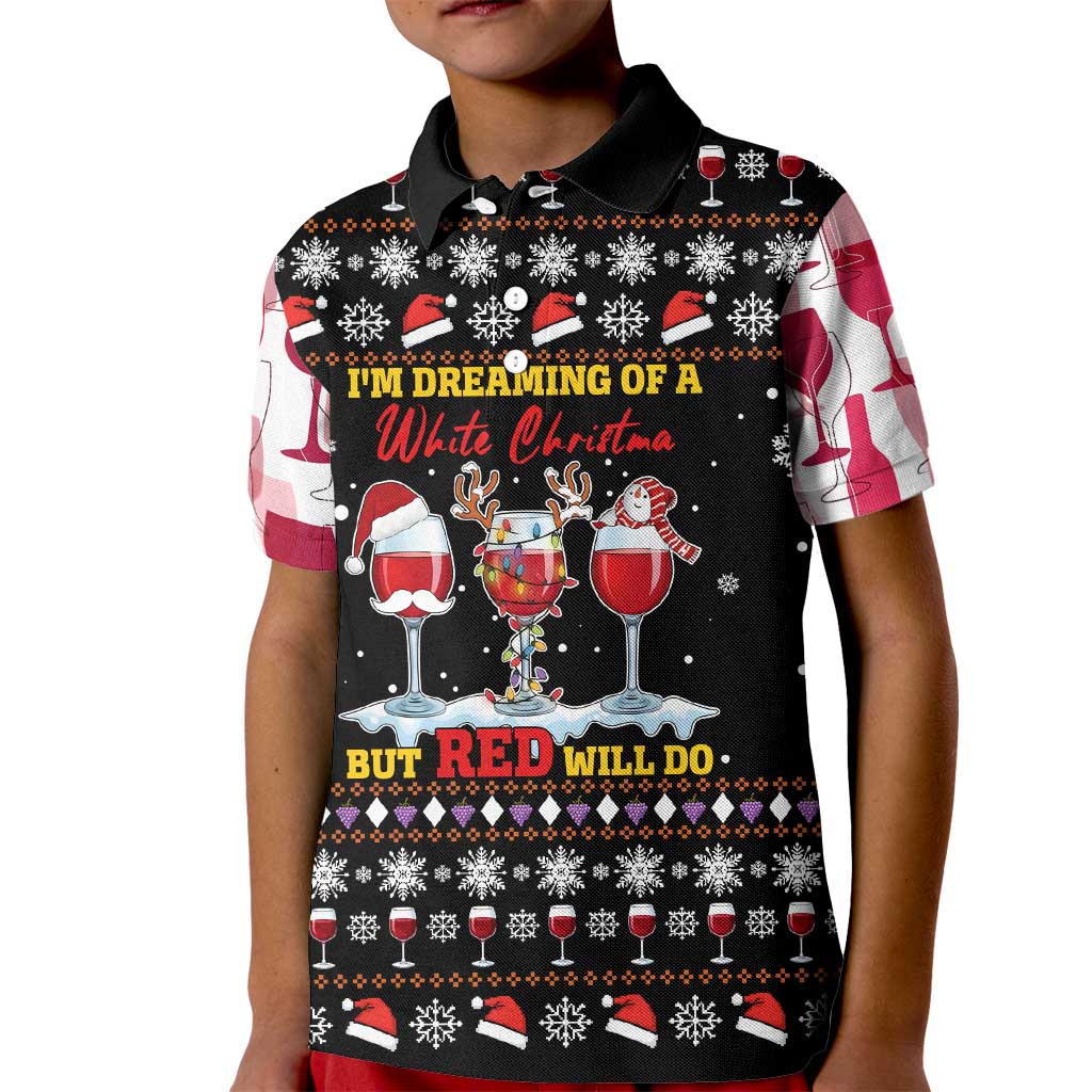 Wine Red Christmas Christmas Christmas Kid Polo Shirt Xmas Holiday Patterns - Wonder Print Shop