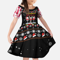 Wine Red Christmas Christmas Christmas Kid Short Sleeve Dress Xmas Holiday Patterns - Wonder Print Shop