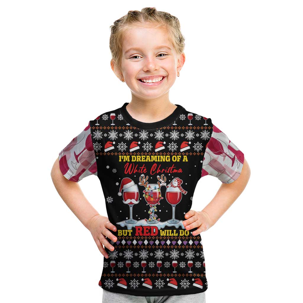 Wine Red Christmas Christmas Christmas Kid T Shirt Xmas Holiday Patterns - Wonder Print Shop