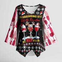 Wine Red Christmas Christmas Christmas Kimono Sleeve Blouse Xmas Holiday Patterns - Wonder Print Shop