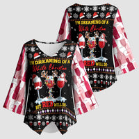 Wine Red Christmas Christmas Christmas Kimono Sleeve Blouse Xmas Holiday Patterns - Wonder Print Shop