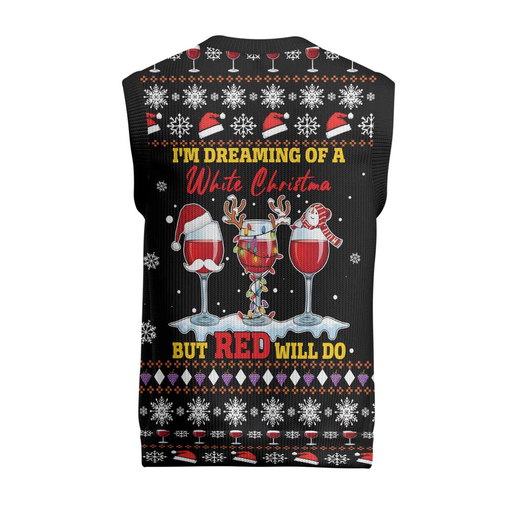 Wine Red Christmas Christmas Knitted V-Neck Vest Xmas Holiday Patterns - Wonder Print Shop